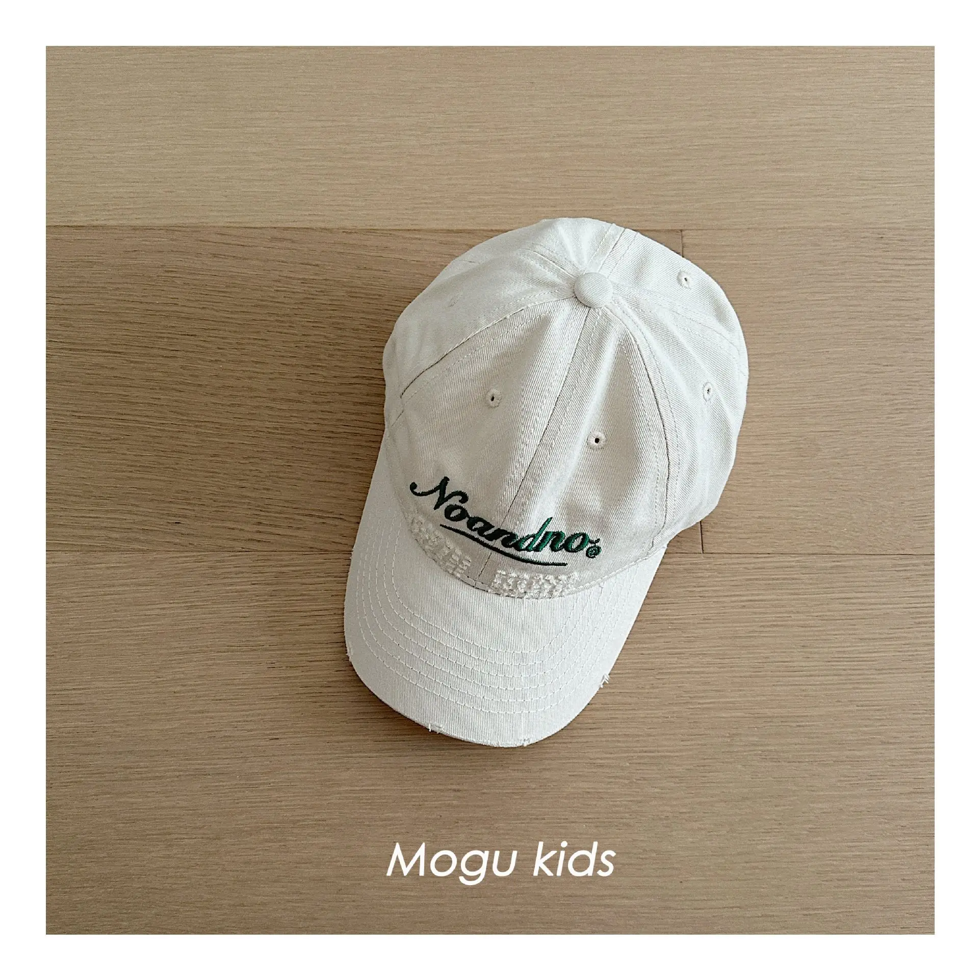 Kids Cotton Cap White Letter Embroidery Mogu Kids