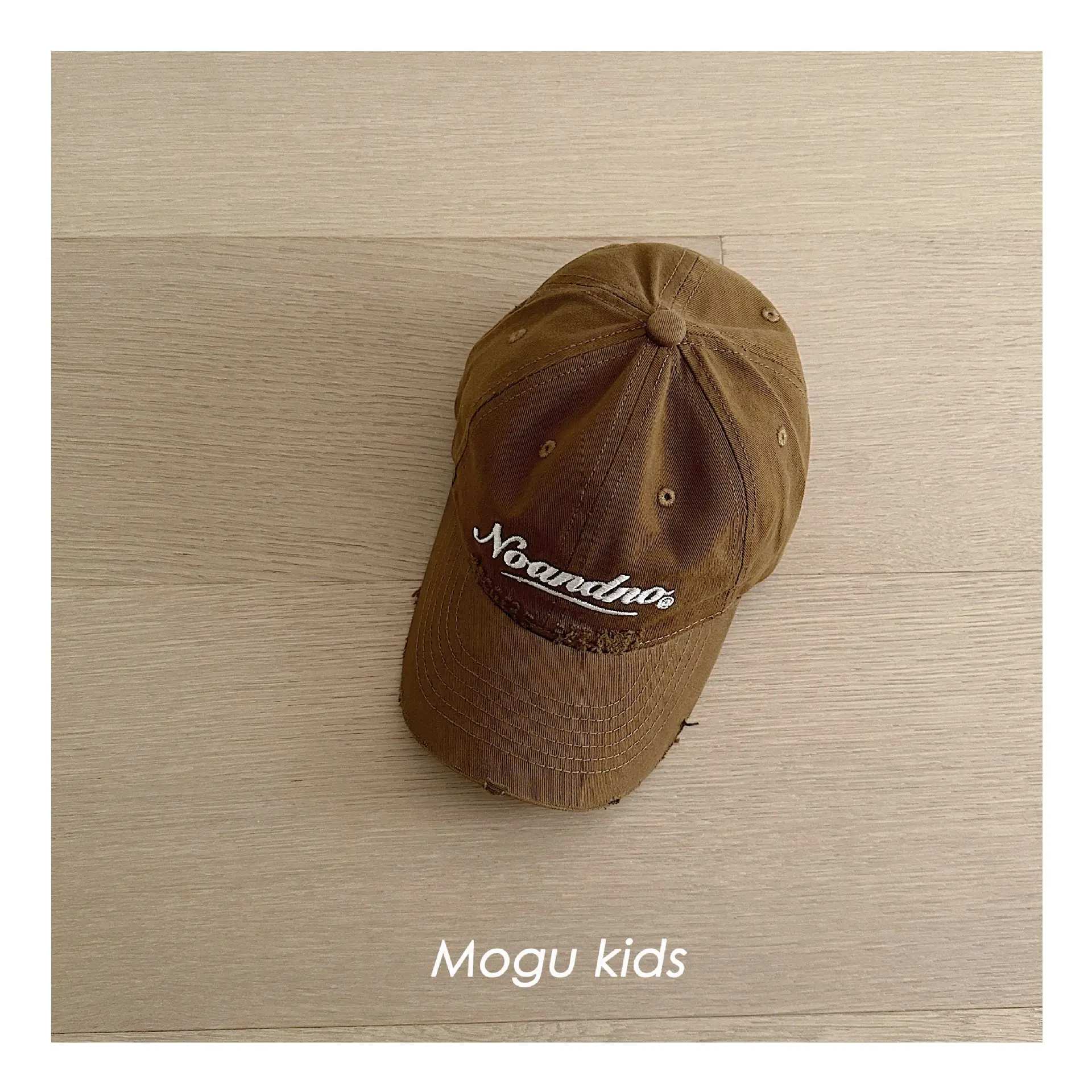 Kids Cotton Cap White Letter Embroidery Mogu Kids