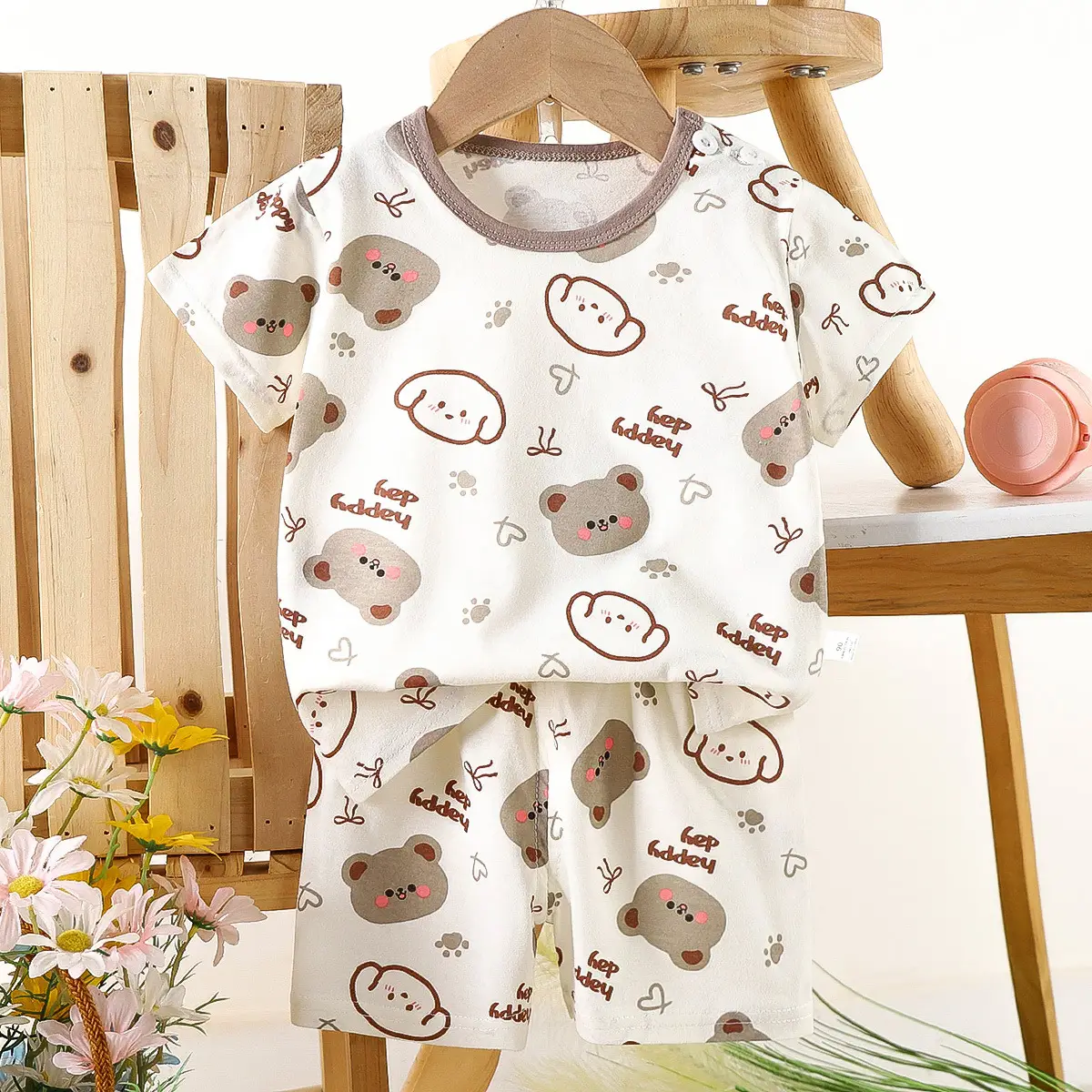 Children's Blue Yellow Cartoon Short Sleeve T-Shirt Suit - Image 10