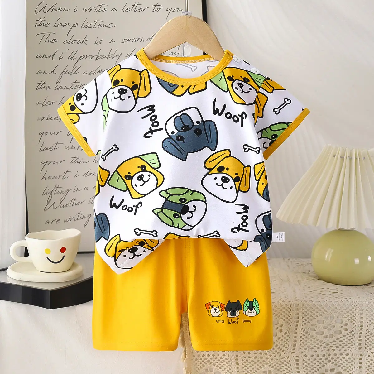 Children's Blue Yellow Cartoon Short Sleeve T-Shirt Suit - Image 16