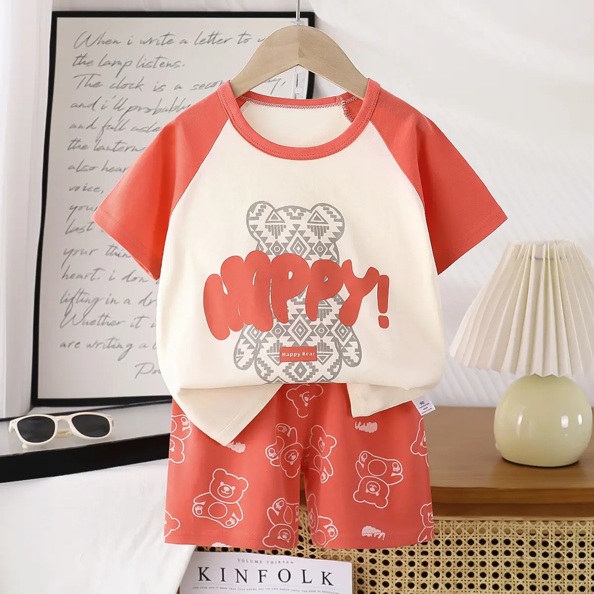 Children's Blue Yellow Cartoon Short Sleeve T-Shirt Suit - Image 18