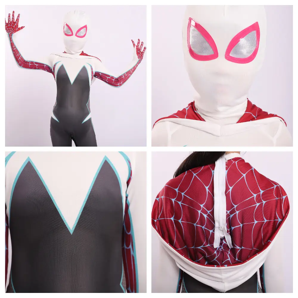 Parallel Universe Gwen Spider-Man Tight Kids Halloween Cosplay Costume Spider Cloak Milk Silk