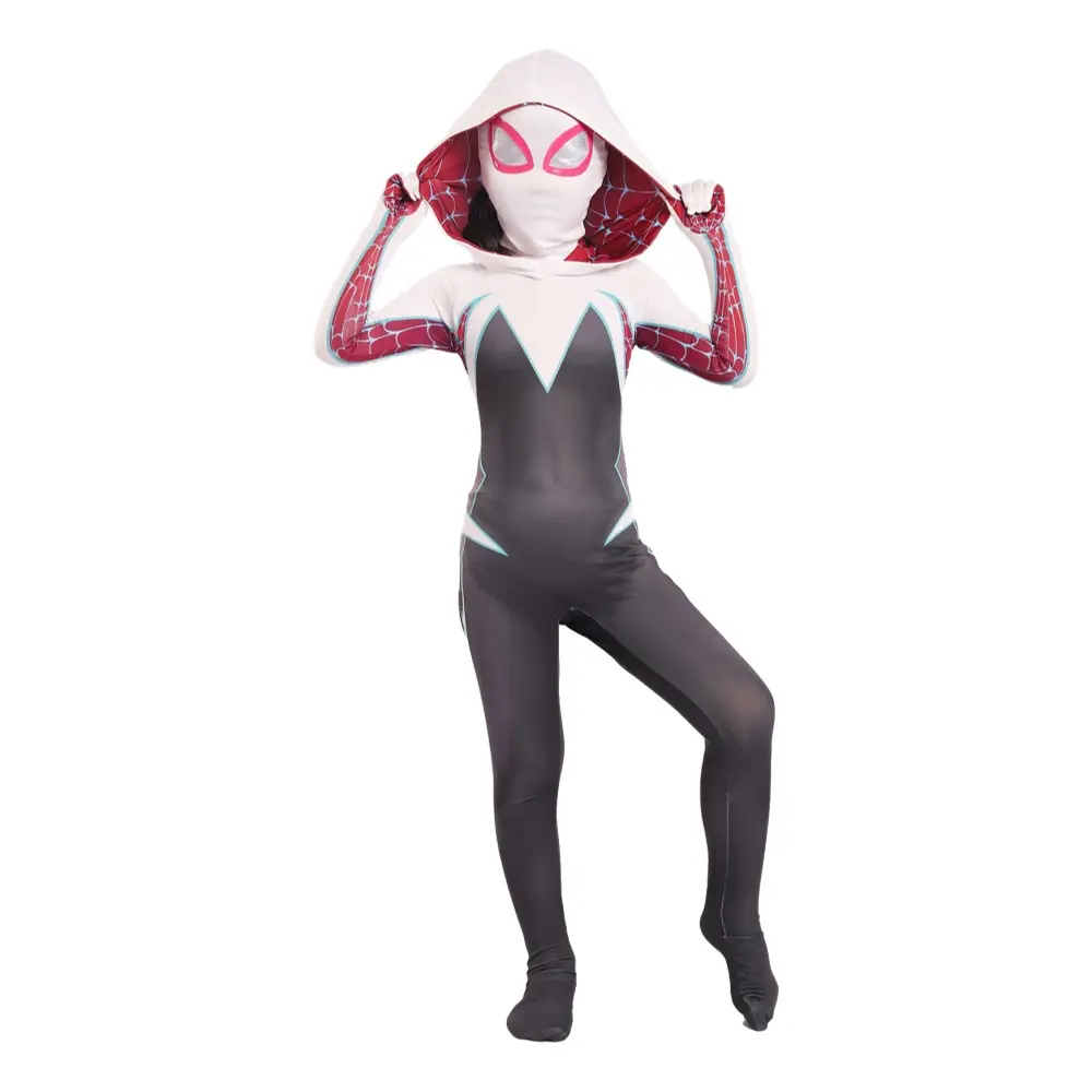 Parallel Universe Gwen Spider-Man Tight Kids Halloween Cosplay Costume Spider Cloak Milk Silk — feature 11