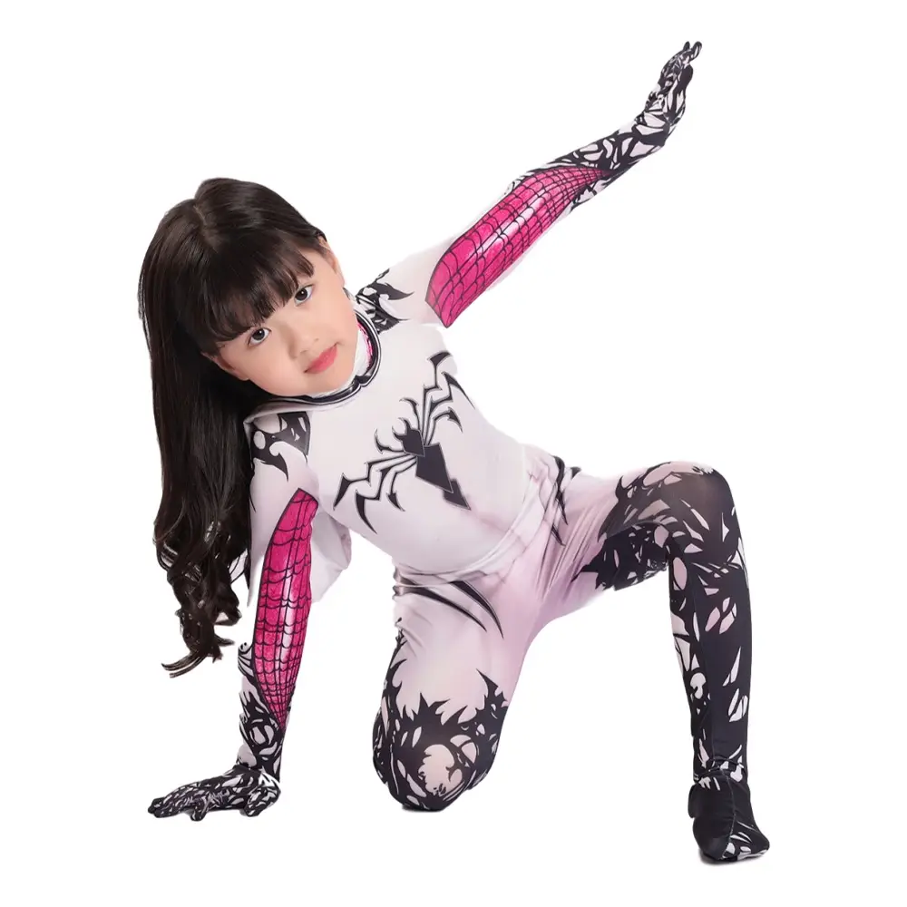 Parallel Universe Gwen Spider-Man Tight Kids Halloween Cosplay Costume Spider Cloak Milk Silk — feature 17