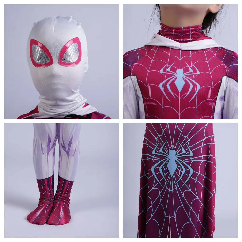 Parallel Universe Gwen Spider-Man Tight Kids Halloween Cosplay Costume Spider Cloak Milk Silk — feature 26