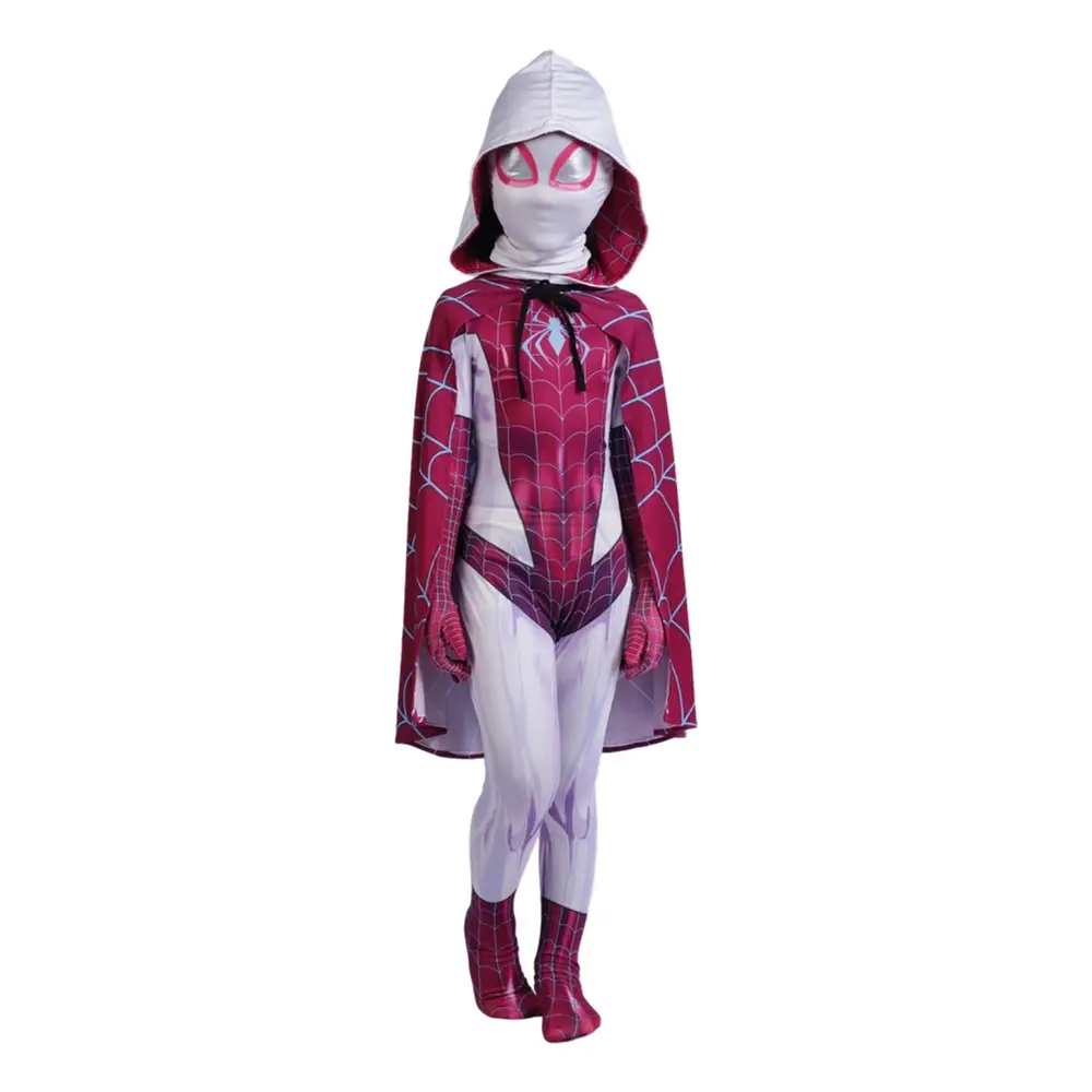 Parallel Universe Gwen Spider-Man Tight Kids Halloween Cosplay Costume Spider Cloak Milk Silk — feature 33