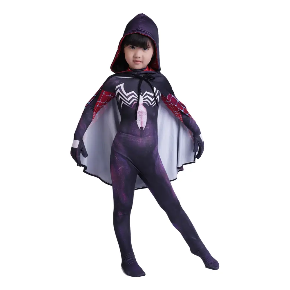 Parallel Universe Gwen Spider-Man Tight Kids Halloween Cosplay Costume Spider Cloak Milk Silk — feature 46