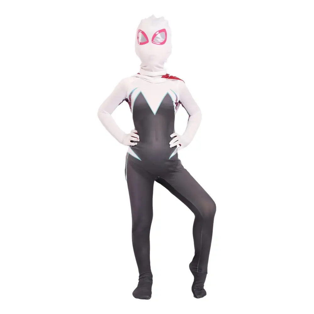 Parallel Universe Gwen Spider-Man Tight Kids Halloween Cosplay Costume Spider Cloak Milk Silk
