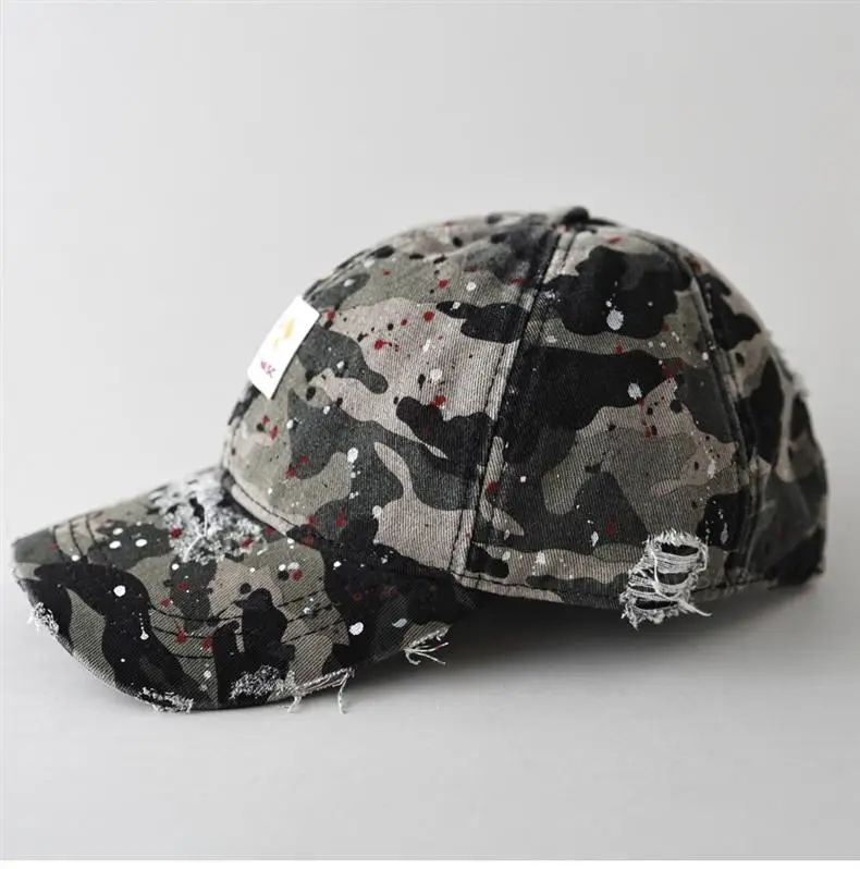Men's Splash Ink Hole Baseball Cap Beige — feature 13