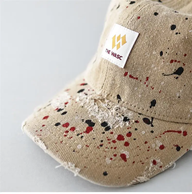 Men's Splash Ink Hole Baseball Cap Beige — feature 14