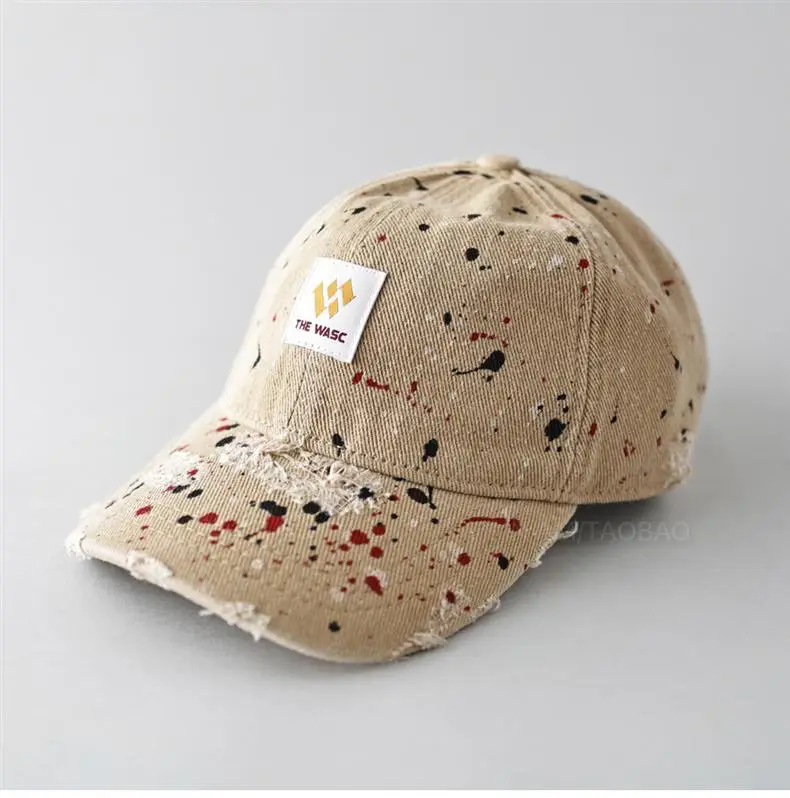 Men's Splash Ink Hole Baseball Cap Beige — feature 3