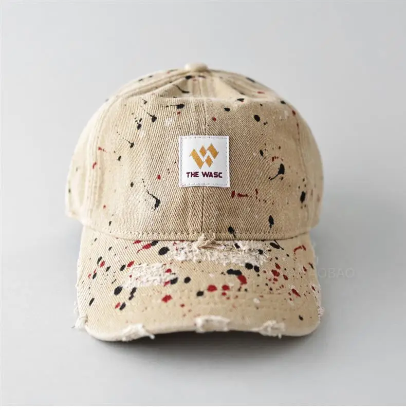 Men's Splash Ink Hole Baseball Cap Beige — feature 4
