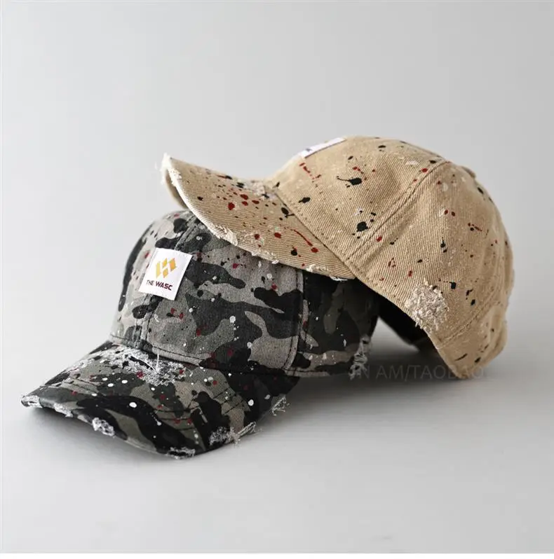 Men's Splash Ink Hole Baseball Cap Beige — feature 8