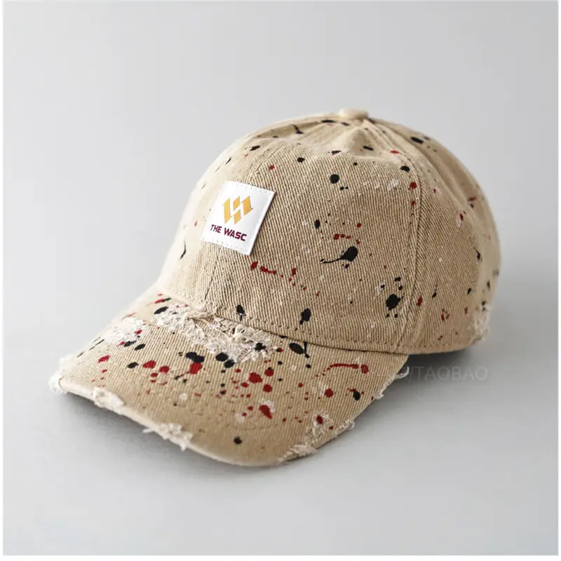 Men's Splash Ink Hole Baseball Cap Beige - Image 2