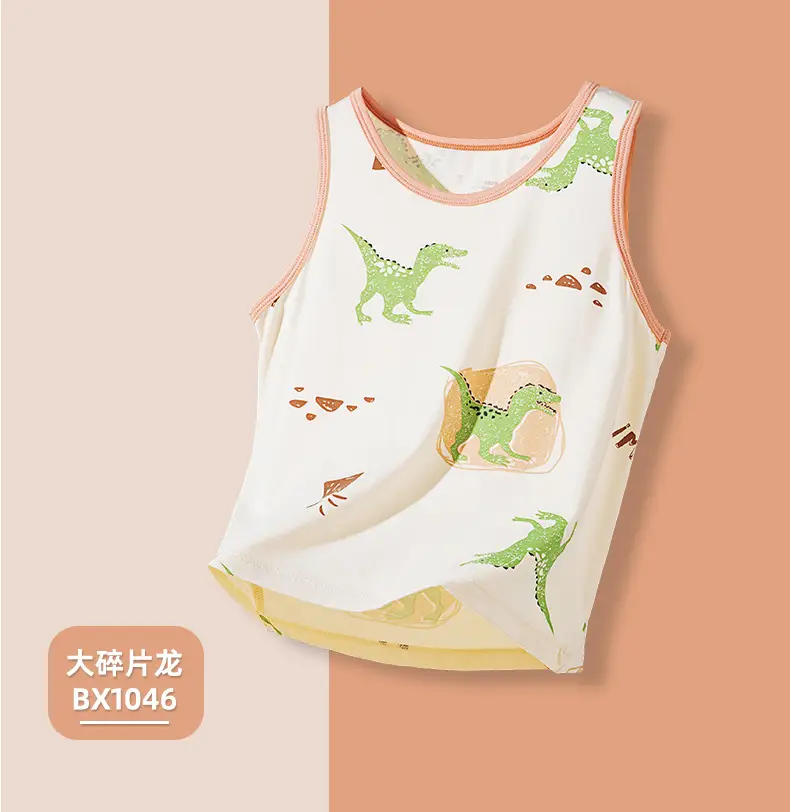 Children's Vest Boys' Bamboo Fiber Summer Sleeveless T-Shirt Medium Large — feature 15