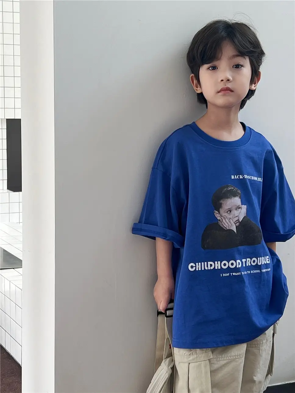 2026 Kids T-Shirt White Retro Cartoon Short Sleeve