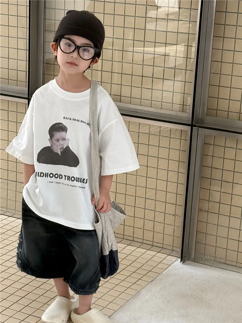 2026 Kids T-Shirt White Retro Cartoon Short Sleeve