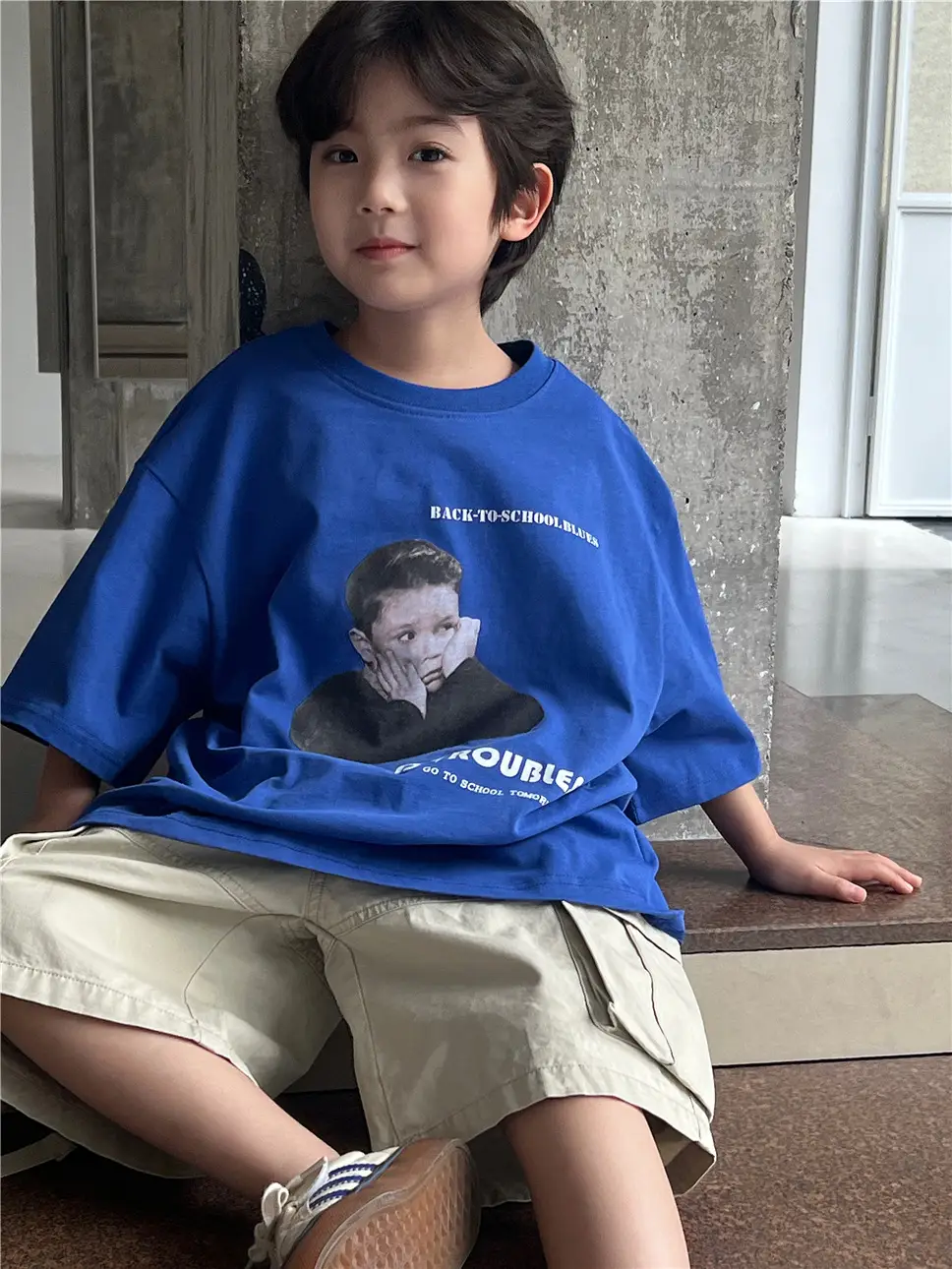 2026 Kids T-Shirt White Retro Cartoon Short Sleeve