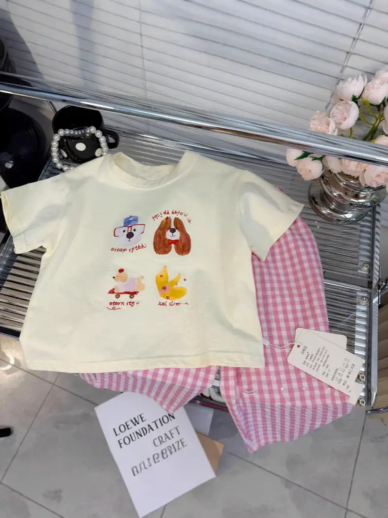 Korean Style Girl's Cartoon T-shirt Cotton Top 2025 - Image 5