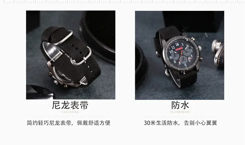 KSENRUI Men's Military Style Chronograph Watch Green Strap — feature 12