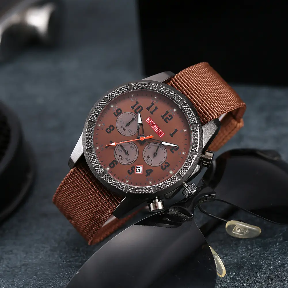 KSENRUI Men's Military Style Chronograph Watch Green Strap — feature 21