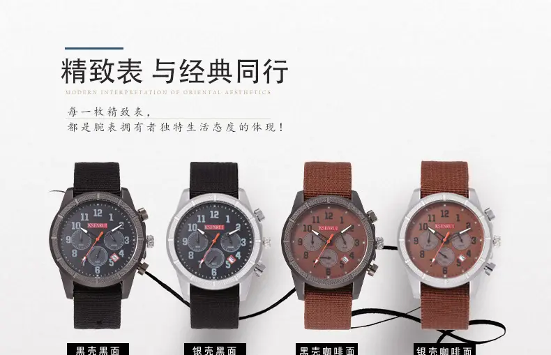 KSENRUI Men's Military Style Chronograph Watch Green Strap — feature 5