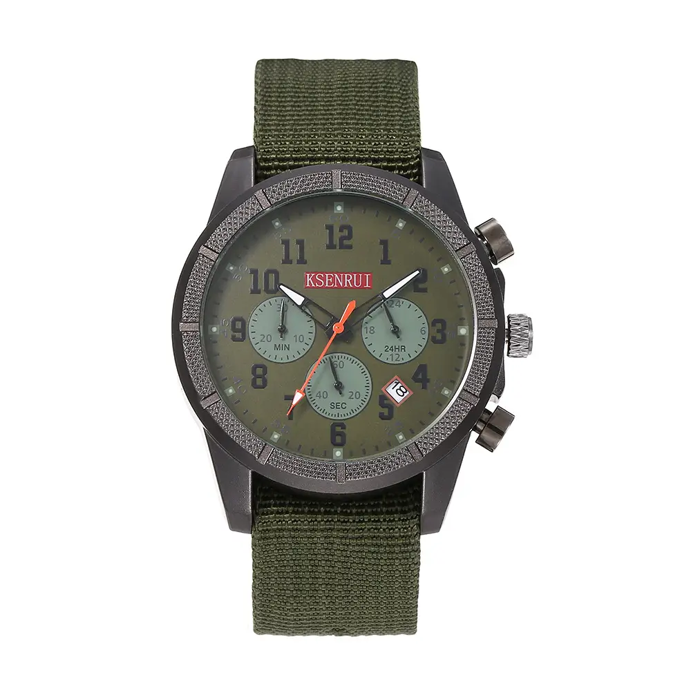 KSENRUI Men's Military Style Chronograph Watch Green Strap - Image 3