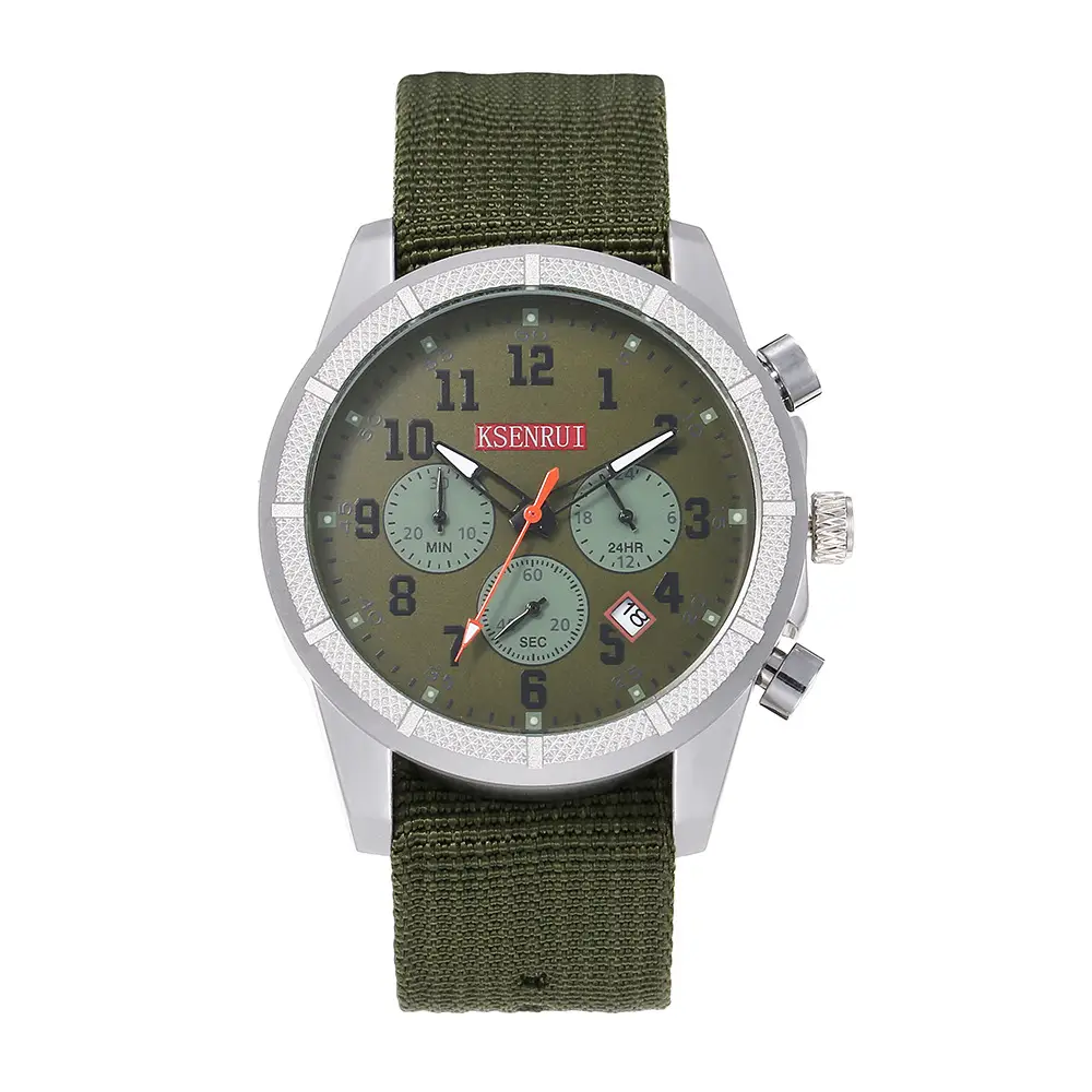 KSENRUI Men's Military Style Chronograph Watch Green Strap - Image 4
