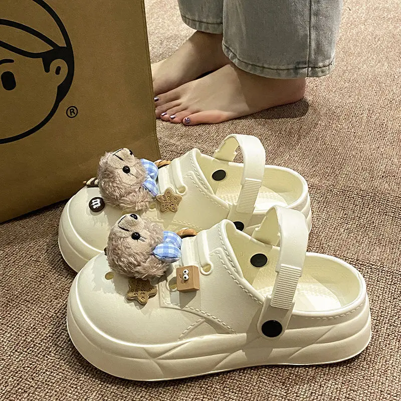Women's Cute Bear Cave Sandals Summer White Non-Slip