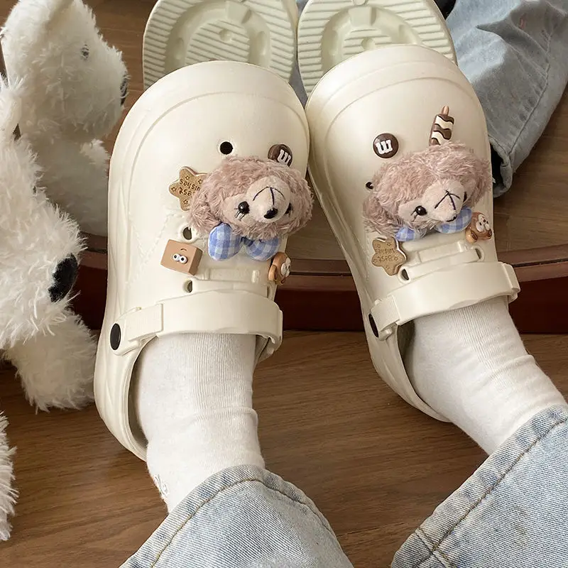 Women's Cute Bear Cave Sandals Summer White Non-Slip