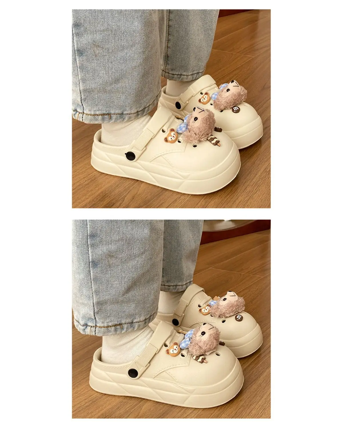 Women's Cute Bear Cave Sandals Summer White Non-Slip — feature 13