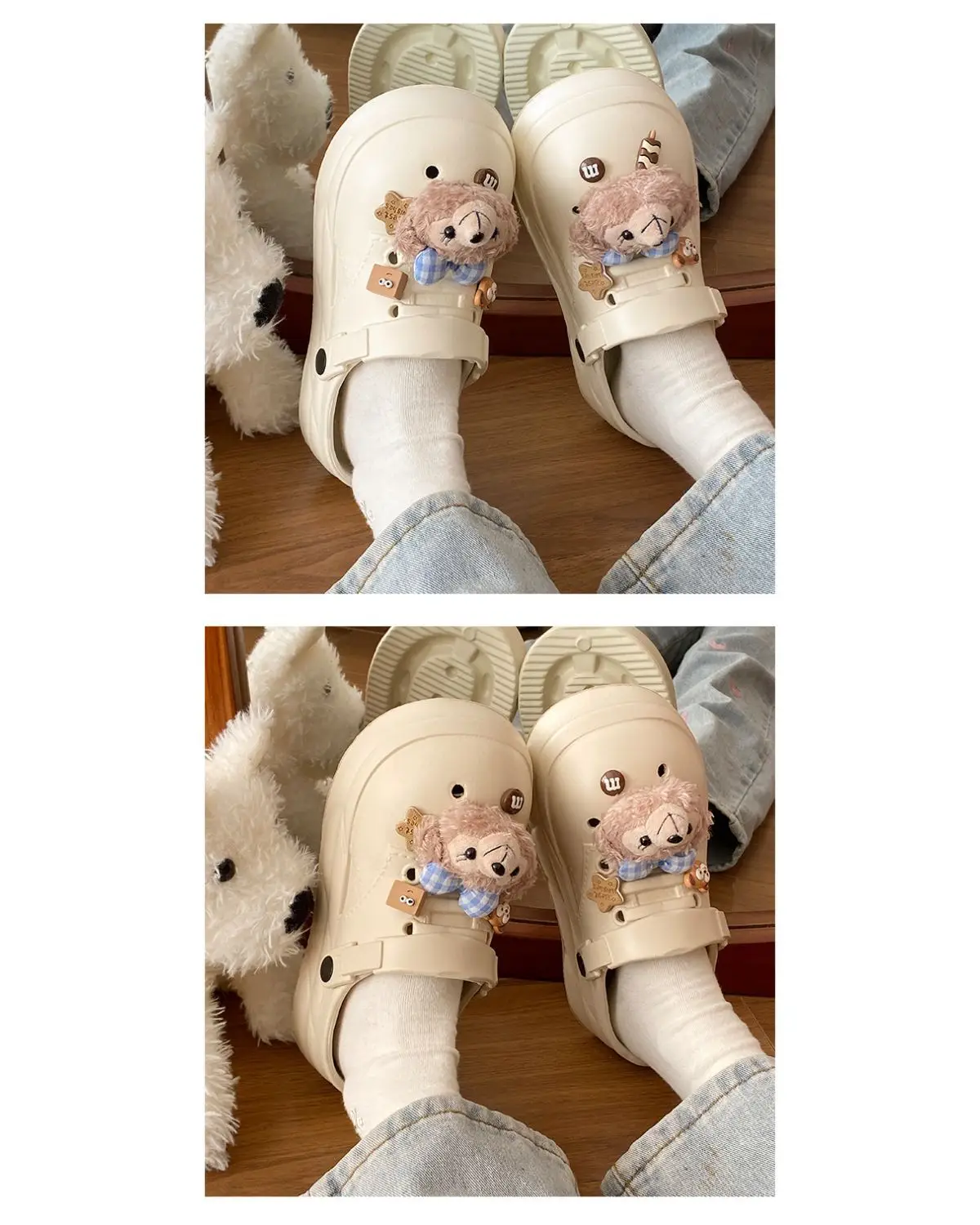 Women's Cute Bear Cave Sandals Summer White Non-Slip — feature 15