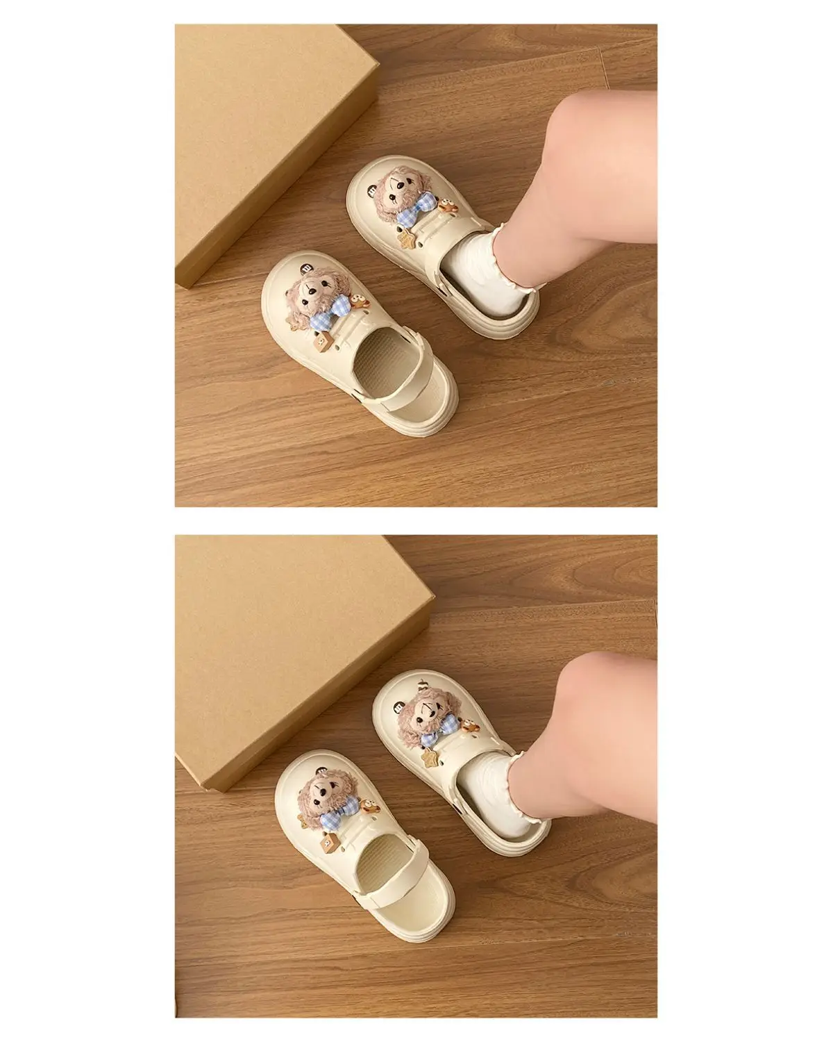Women's Cute Bear Cave Sandals Summer White Non-Slip — feature 18