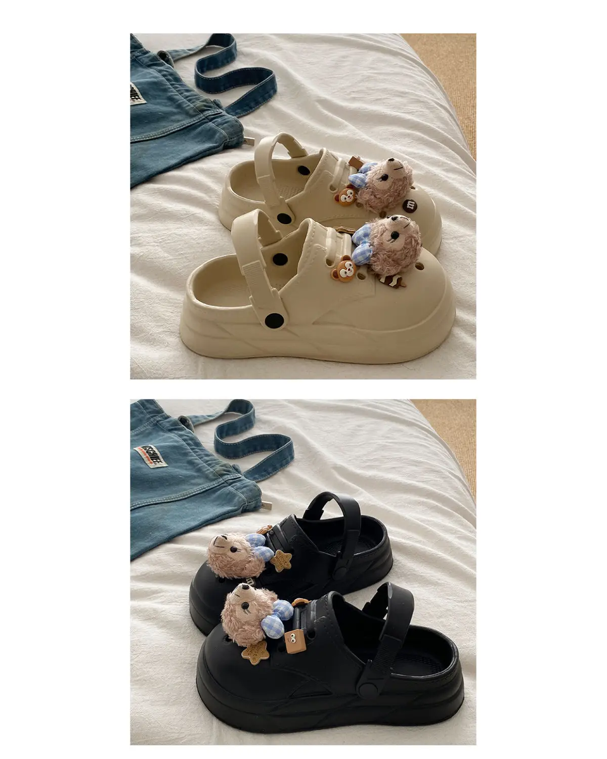 Women's Cute Bear Cave Sandals Summer White Non-Slip — feature 20