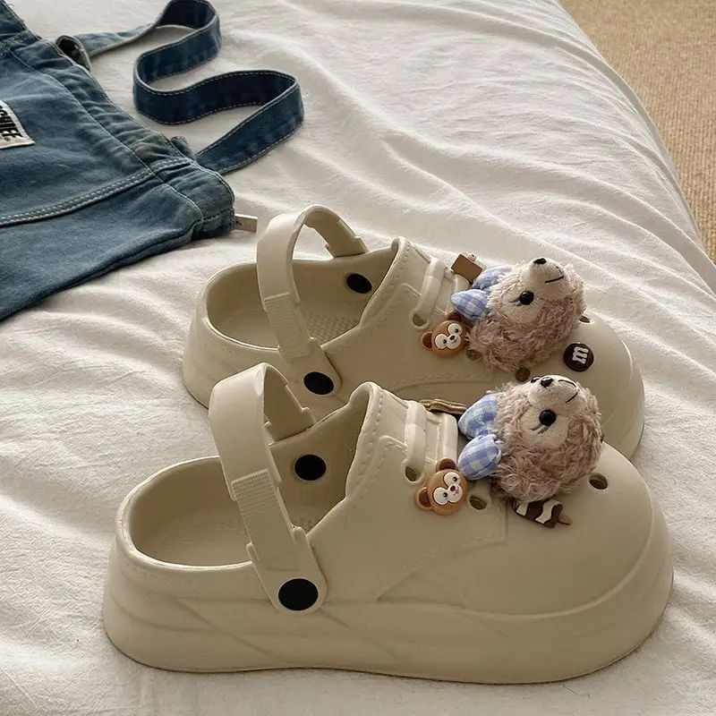 Women's Cute Bear Cave Sandals Summer White Non-Slip — feature 28