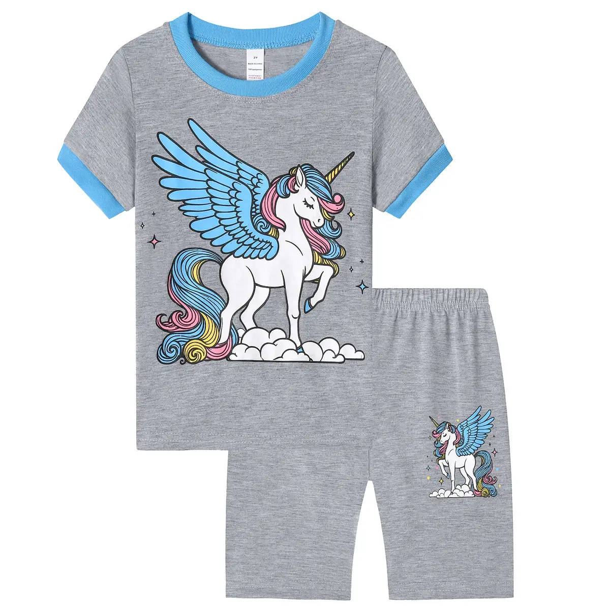 Unicorn Boys Girls Gray Pajamas Set — feature 14