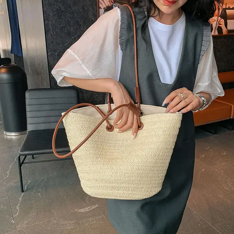 Korean Style Woven Tote Bag for Women - Image 4