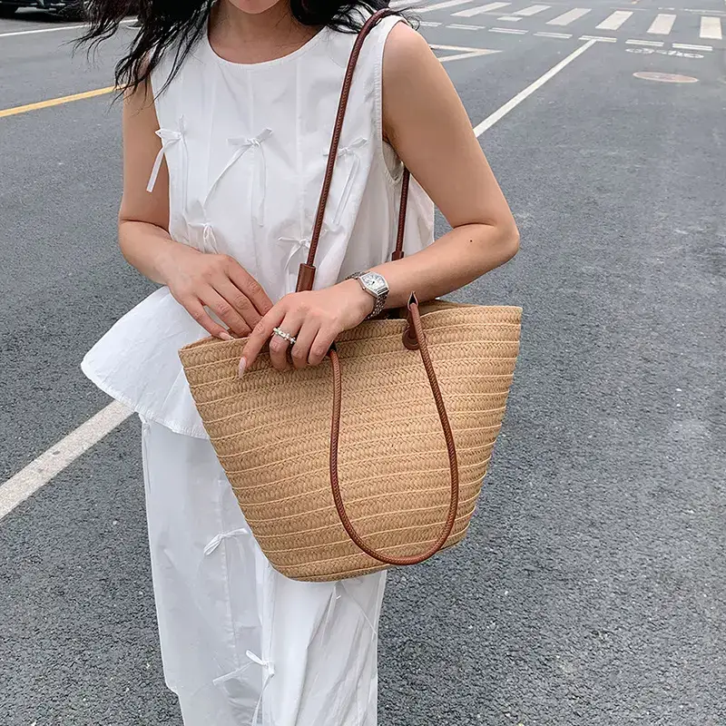 Korean Style Woven Tote Bag for Women - Image 5