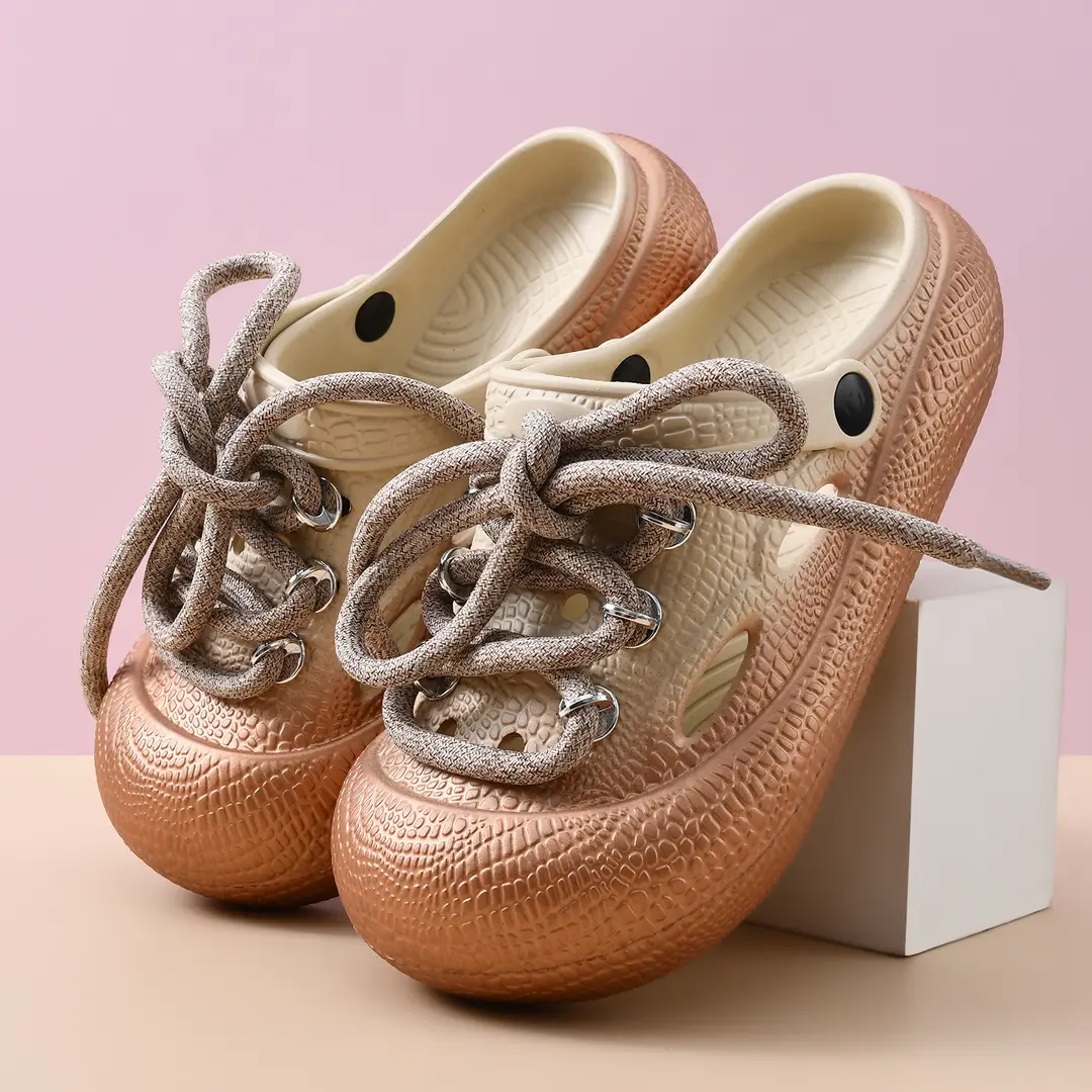 Thick-soled hole shoes women's non-stinky feet diy non-slip toe-covered slippers EVA wear-resistant fashion breathable beach sandals - Image 6