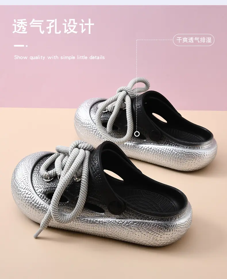 Thick-soled hole shoes women's non-stinky feet diy non-slip toe-covered slippers EVA wear-resistant fashion breathable beach sandals — feature 10