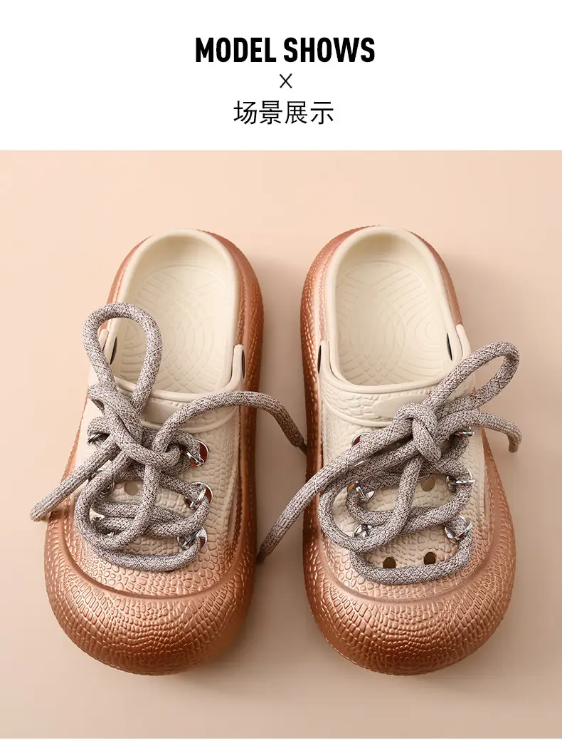 Thick-soled hole shoes women's non-stinky feet diy non-slip toe-covered slippers EVA wear-resistant fashion breathable beach sandals — feature 14