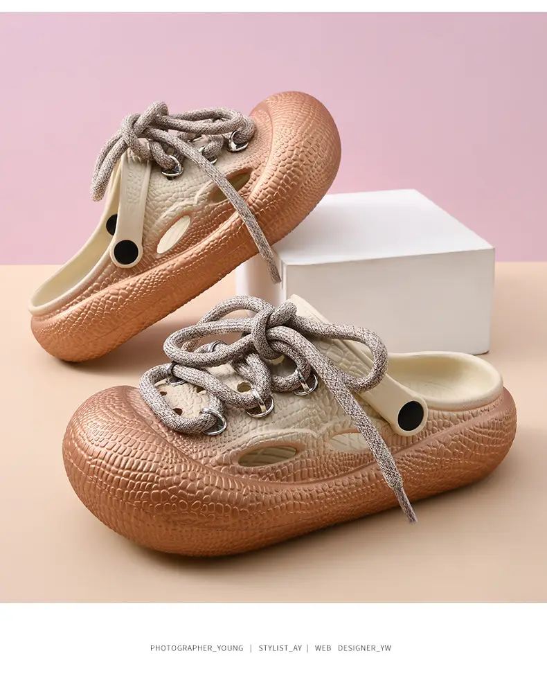 Thick-soled hole shoes women's non-stinky feet diy non-slip toe-covered slippers EVA wear-resistant fashion breathable beach sandals — feature 16
