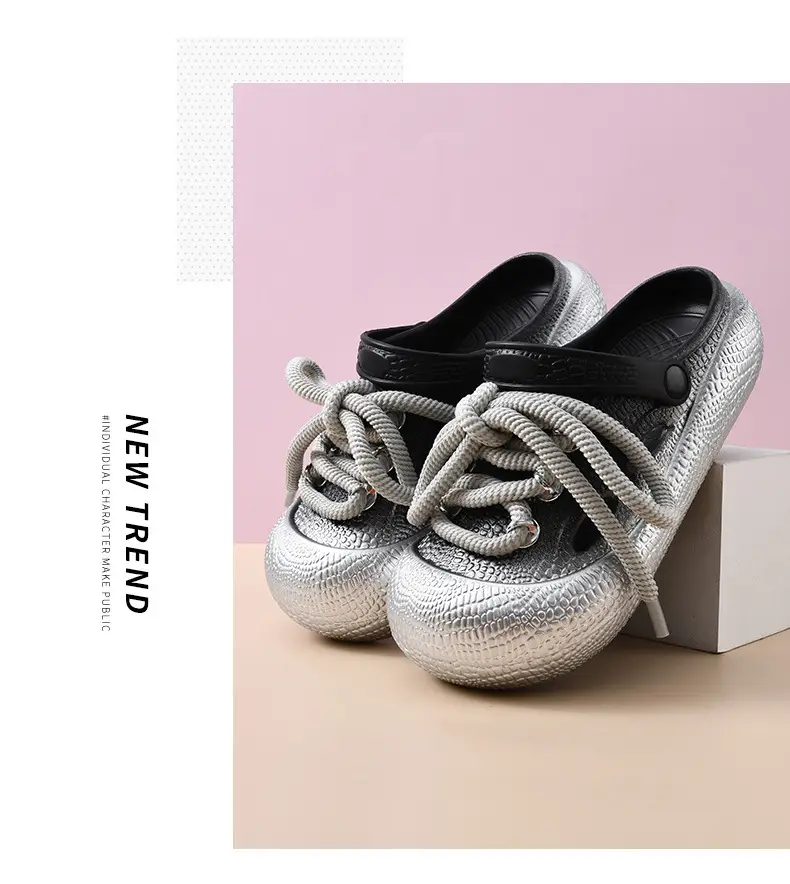 Thick-soled hole shoes women's non-stinky feet diy non-slip toe-covered slippers EVA wear-resistant fashion breathable beach sandals — feature 20