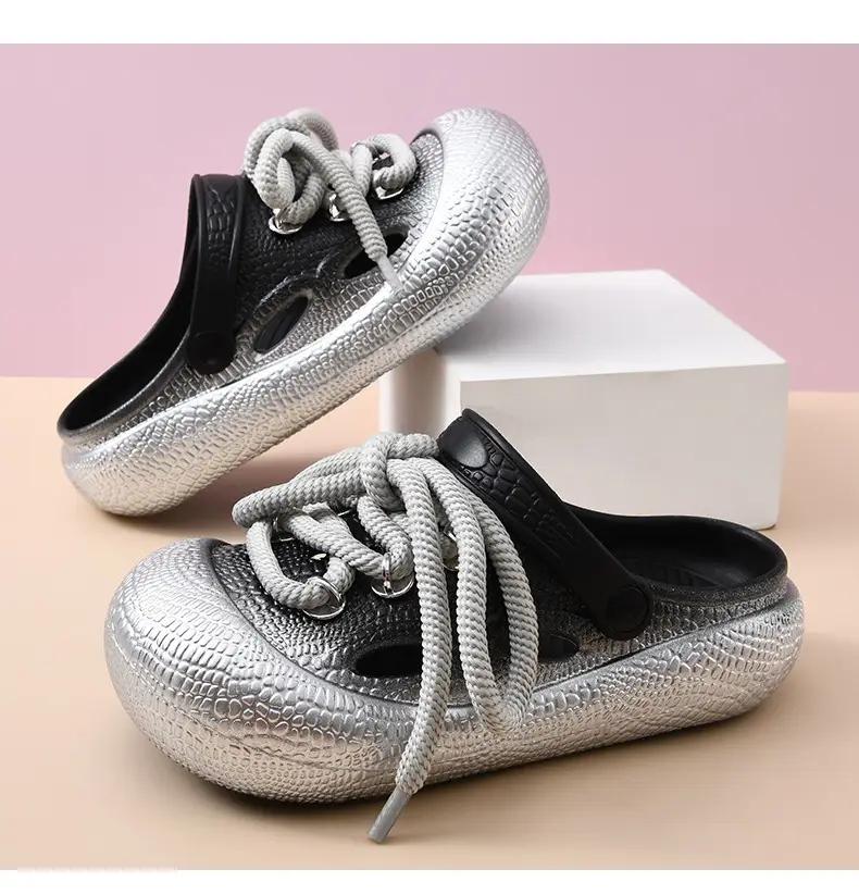 Thick-soled hole shoes women's non-stinky feet diy non-slip toe-covered slippers EVA wear-resistant fashion breathable beach sandals — feature 21