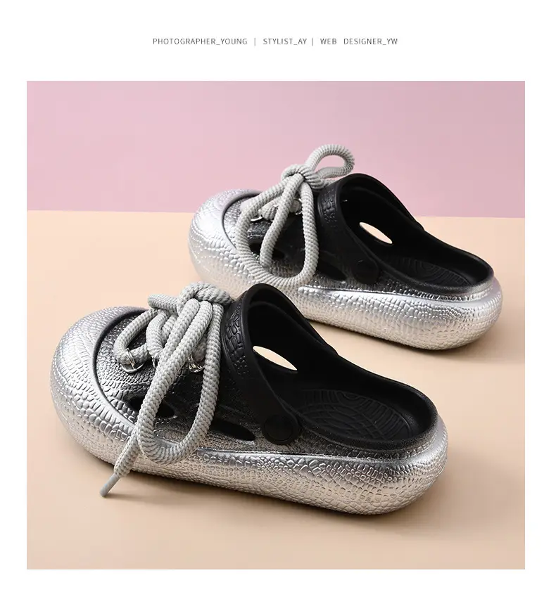 Thick-soled hole shoes women's non-stinky feet diy non-slip toe-covered slippers EVA wear-resistant fashion breathable beach sandals — feature 22