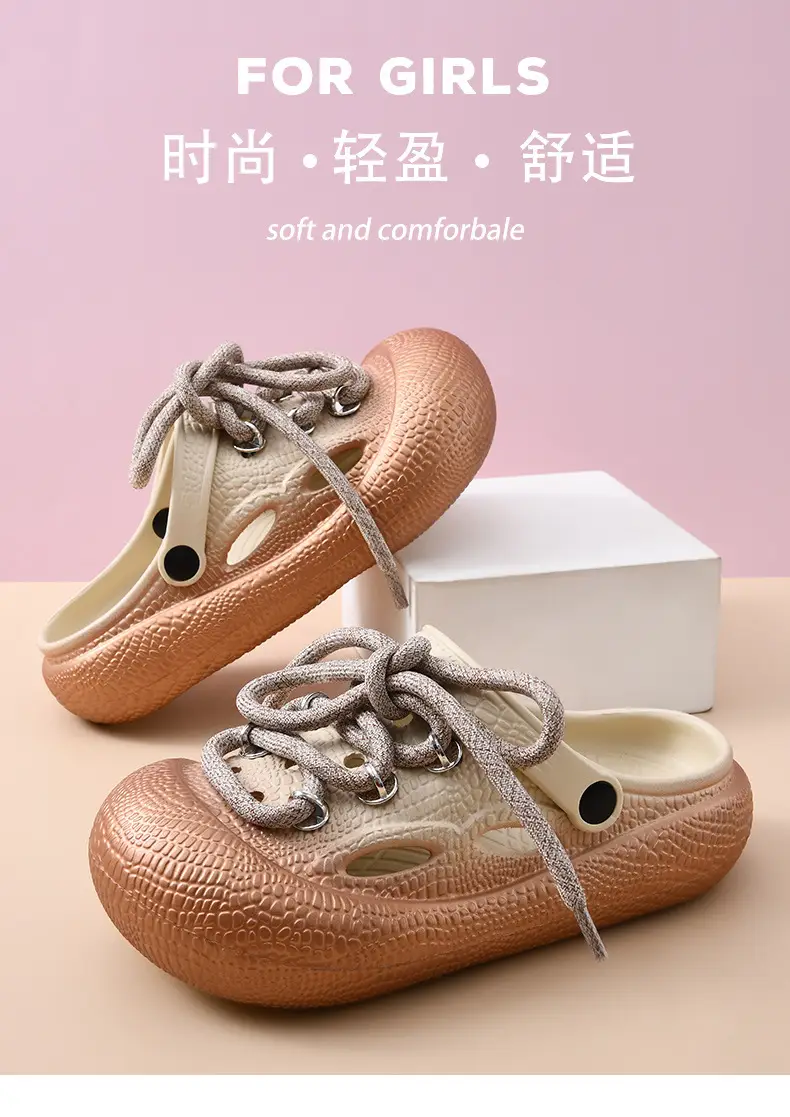 Thick-soled hole shoes women's non-stinky feet diy non-slip toe-covered slippers EVA wear-resistant fashion breathable beach sandals — feature 8