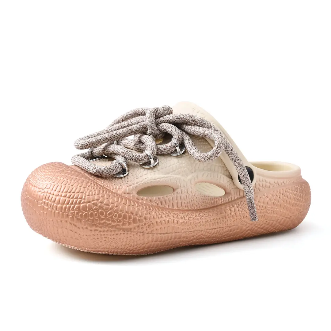 Thick-soled hole shoes women's non-stinky feet diy non-slip toe-covered slippers EVA wear-resistant fashion breathable beach sandals - Image 2