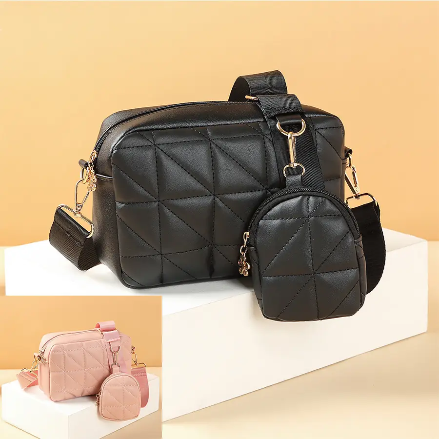 Black Rhombic Two-Piece Women's Mobile Phone Bag — feature 1