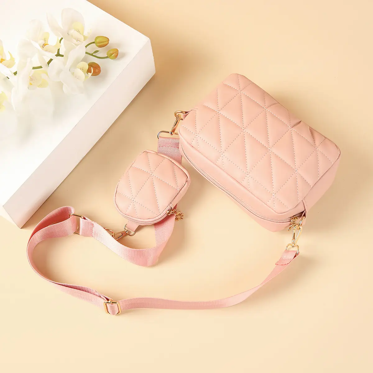 Black Rhombic Two-Piece Women's Mobile Phone Bag — feature 2