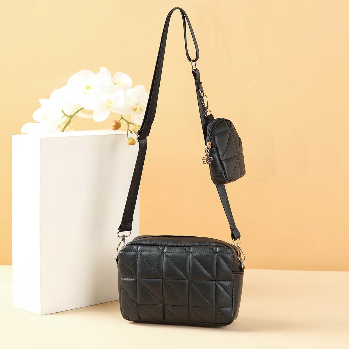 Black Rhombic Two-Piece Women's Mobile Phone Bag — feature 6